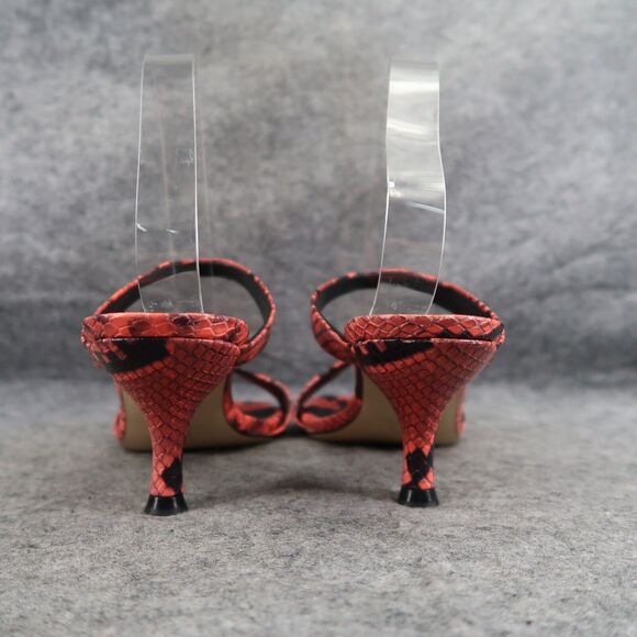 Marc Fisher Shoes Womens 7.5 Mule Sandal Kitten Heel Snake Double Strap Leather - Picture 5 of 14